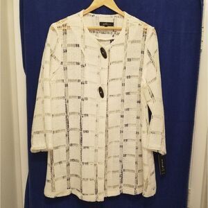 Yushi Ivory Elegant Light Weight Long Sleeve Sequined Jacket Size M NWT